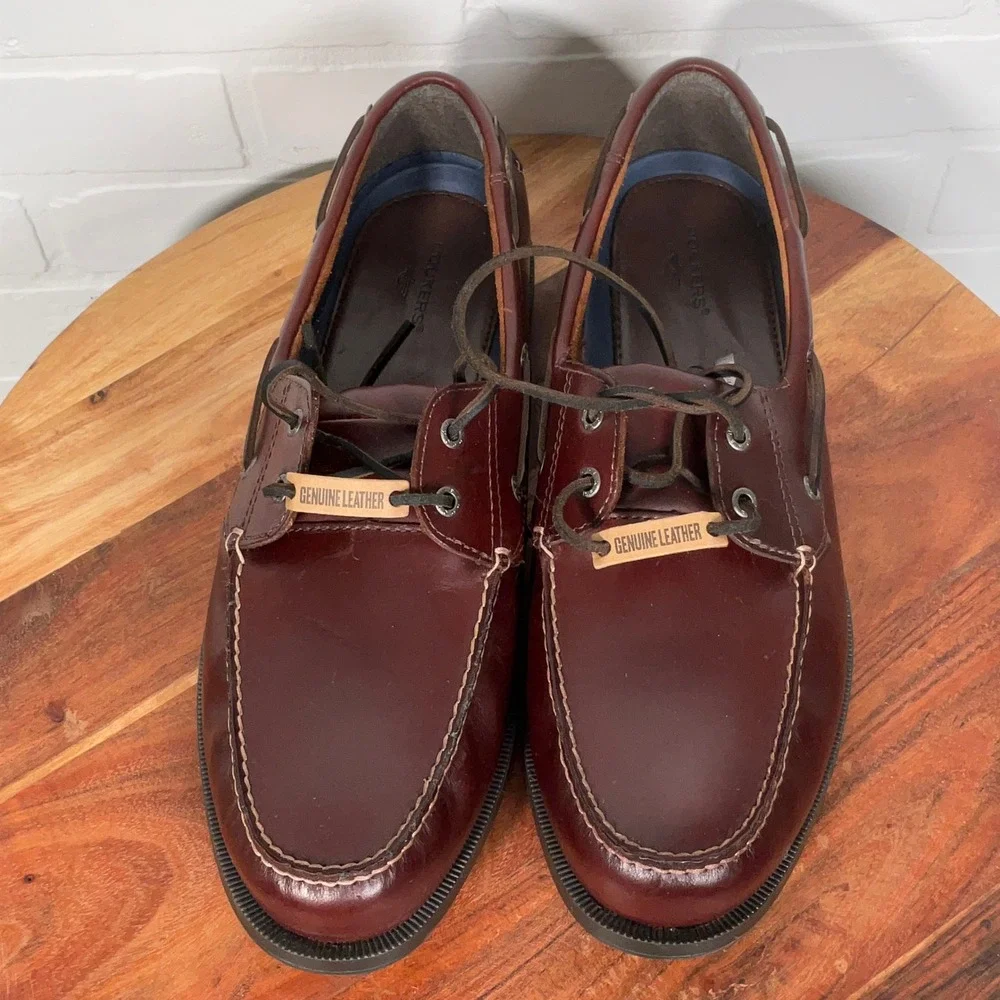 Dockers Boat Shoes Men 12M Brown Leather Loafers Burgundy‎ Comfort 90-1449
